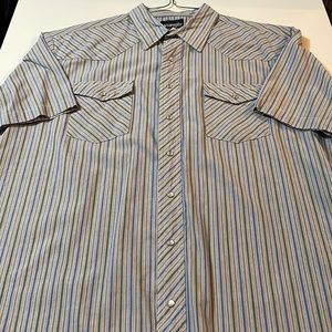 Wrangler Blue Green Striped Cowboy Western Shirt 2XLT